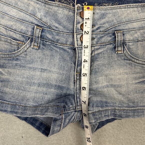 Y2K Low Rise Denim Shorts H & G Three Button Zip Closure Vintage Denim - Picture 5 of 10